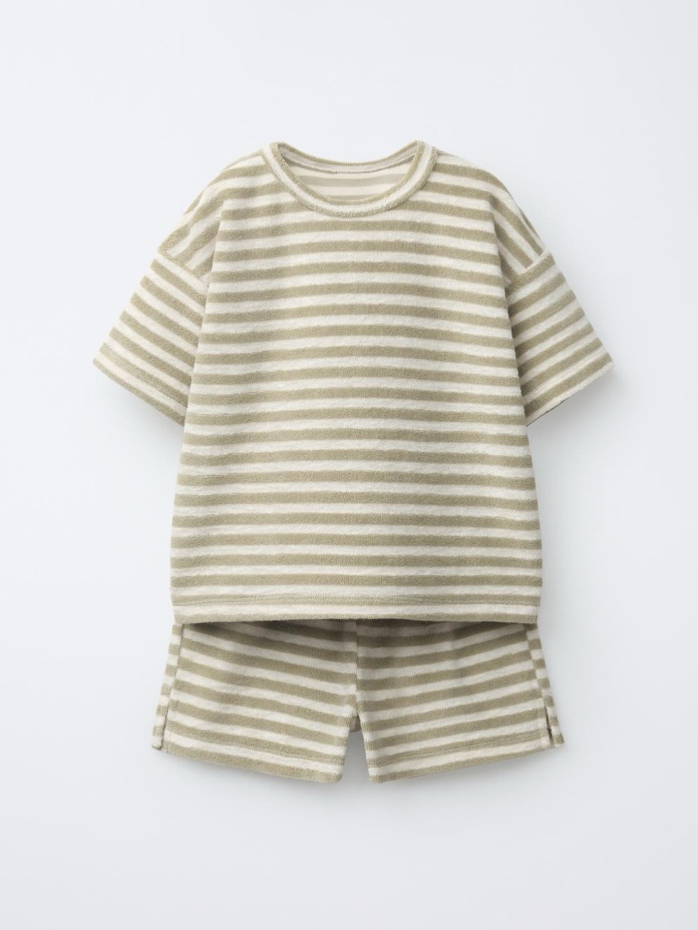ZARA STRIPED TERRY CLOTH T-SHIRT AND BERMUDA SET